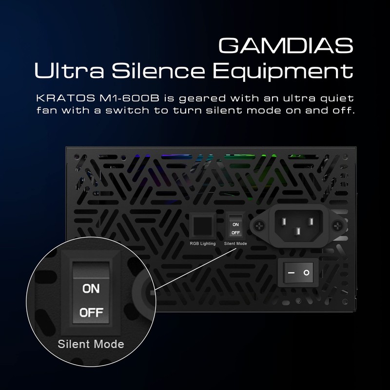 GAMDIAS 600W Bronze PSU, RGB Gaming PC Power Supplies 600W