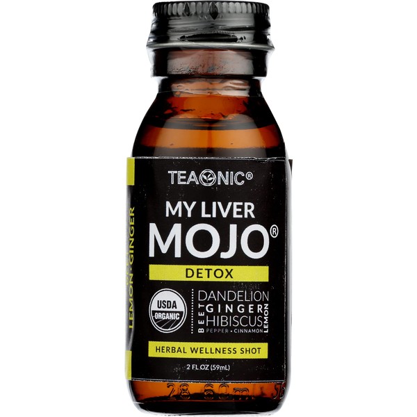 Teaonic My Liver Mojo Detox, Herbal Wellness Shot, USDA Organic, 2 Oz (Pack of 6)