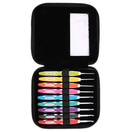 9-Piece Crochet Hook Set, Knitting Ergonomic Crochet Hook Set, Crochet Hook Set, Smooth Needle Tools, Ergonomic Plastic Handle, Aluminium Hook (PU Packaging)