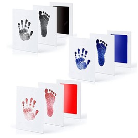 3-Pack Baby Footprint & Handprint Inkless Ink Pad(Black,Blue,Pink), Hand and Foot Print Ink Pads - Paw Stamp Print - Babys Footprint Kit - Newborn Baby Stamp Pad Kits - Baby Safe Print Ink Pad