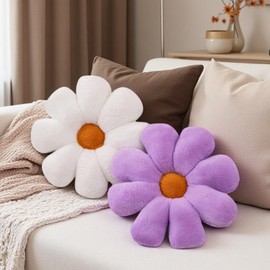 Aryan Floor Cushion Flower Cushion Cute Floor Cushion Preppy Room Decor Cushion for Bedroom Sofa Couch 38cm (Purple)