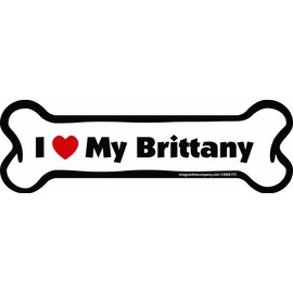 Imagine This Company I Love My Breed Bone Shaped Pet Magnet; Removable Magnets for Cars, Fridges, Lockers & More, Stylish Pet Inspired Car Accessories, 2 x 7 inches, 1 Item, White/Black, Brittany