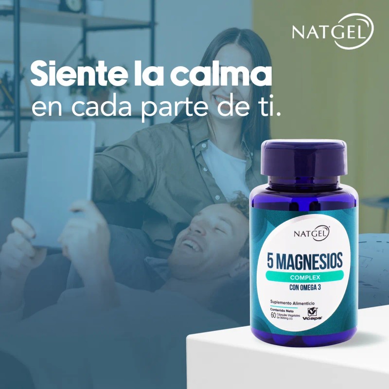 Magnesio Complex 5 Omega 3 60 Capsulas Vcaps Natgel Sin