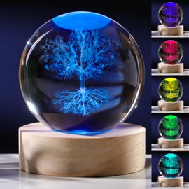 3D Tree of Life Gifts for Women Crystals Ball 60mm - Tree of Life Figurines Decor Glass Animals Figurine Tree of Life Decor Stuff for Room Birthday for Best Friend Lovers Keepsake Paperweight