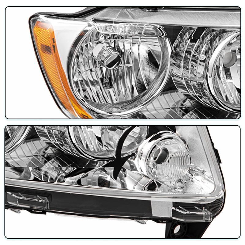 TUSDAR Halogen Headlight Assembly Set for 2011-2013 Jeep Grand Cherokee/