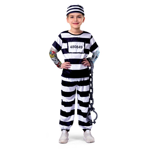 Spooktacular Creations Spooktacular Creations Prisoner Jail Halloween Costume with Tattoo
