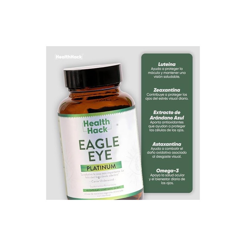 Health Hack Eagle Eye Platinum Apoya Visión Salud Ocular Polvo