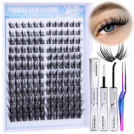 zanlufly Lash Extension Kit Fox Eye Lash Clusters  Manga Cat Eye Lash Extensions C Curl Anime Lash Extension Kit Comestic Makeup#springtok:_Fox Eye Clusters