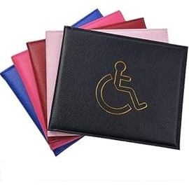 Disabled Badge and Timer Holder, PU Leather Disabled Badge Holder Wallet Protector, Blue Badge Timer Holder ProtectorHologram Safe Disabled Badge Holder (Black)