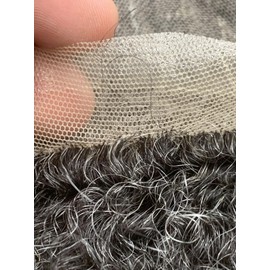 Afro Toupee for Black Men Human Hair Curly Toupee Full French Lace African American Wigs 8x10 All Transparent Lace Hairpiece Hair Replacement (4MM-1B40# Natural Black With 40% Gray)