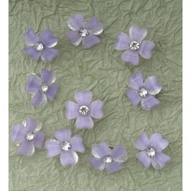 Ruwado 10 Pcs Mini Flower Hair Clips with Rhinestone 0.7 Inch Small Cute Hair Decorative Pins Barrettes for Women Girls Bridal Wedding Hair Accessories (Purple)