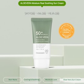WELCOS Kwailnara Aloe Vera Moisture Crema Solar Calmante Real | Hidratante | No Nano Y Sin Grasa | Cuidado De La Piel Coreano Para La Protección Solar
