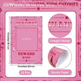 12 Pcs Western Wanted Poster Cowgirl Halloween Decor for Party