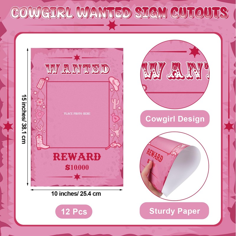 12 Pcs Western Wanted Poster Cowgirl Halloween Decor for Party