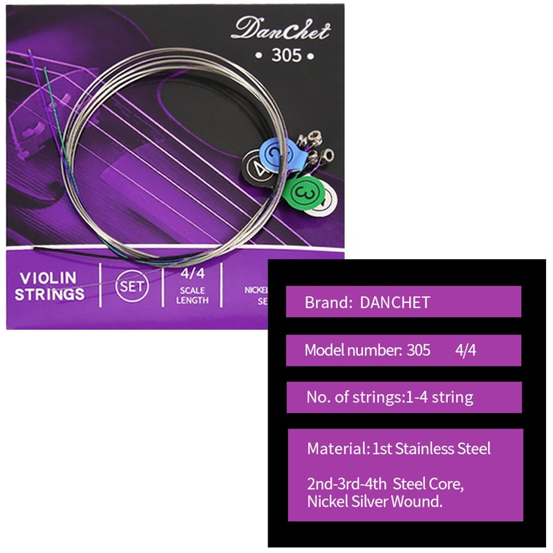 Danchet Violin Strings 4/4 Full Set Senior Level, Ball End,