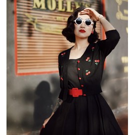 Belle Poque Women's V-Neck 3/4 Sleeve Cropped Knitting Cardigan Sweater Coat Black Size M