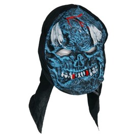 Zombie Rubber Face Mask Blue Horns