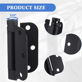 Yaocom 10 Pcs Self Closing Door Hinge 3.5'' Spring Loaded Hinges Automatic Door Closer Hinge Adjustable Tension for Garage Front Door Back Door Left and Right Hand Door, 5/8'' Radius Corners (Black)
