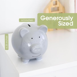 Pearhead Pearhead Gray Piggy Bank, Grey