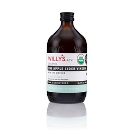Willy's Organic ACV Apple Cider Vinegar with Mother - Probiotocs for Detox and Gut Health. 16.9oz Glass Bottle
