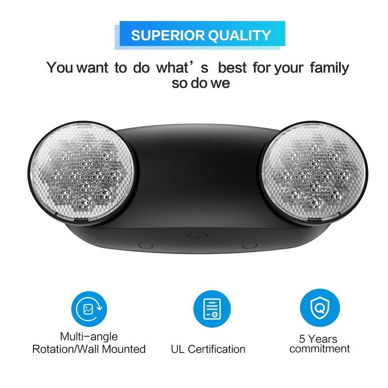 Spectsun Lighting 1 Pack Led Black Emergency Light with Battery