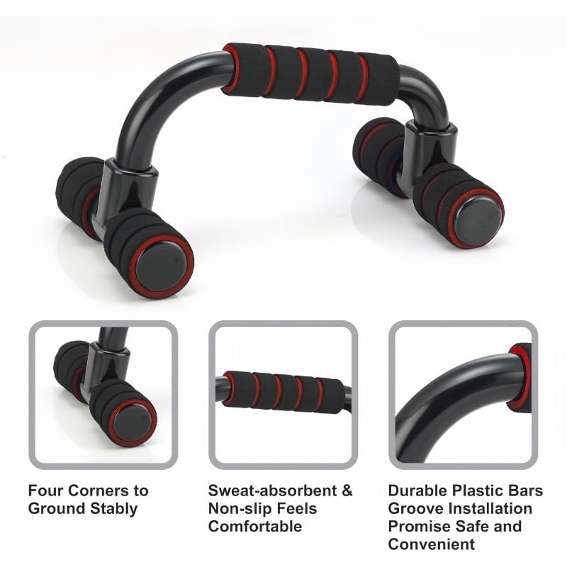 Push Up Bars for Men & Women (Red)