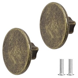 Decoranddecor Vesta - 40mm Round Kitchen Cabinet Furniture Knob Zinc Alloy (2 Pack, Antique Brass)