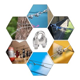 M6 Wire Rope Clamp, Pack of 16 Rope Clamps, Stainless Steel 304 Bow Clamps, Rope Clamp for Wire Ropes, Ropes, Diameter 6 mm