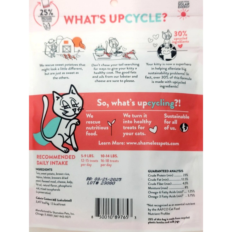 SHAMELESS Pets 2.5oz Crunchy TUNA CAT TREATS More Lobster, Cheese