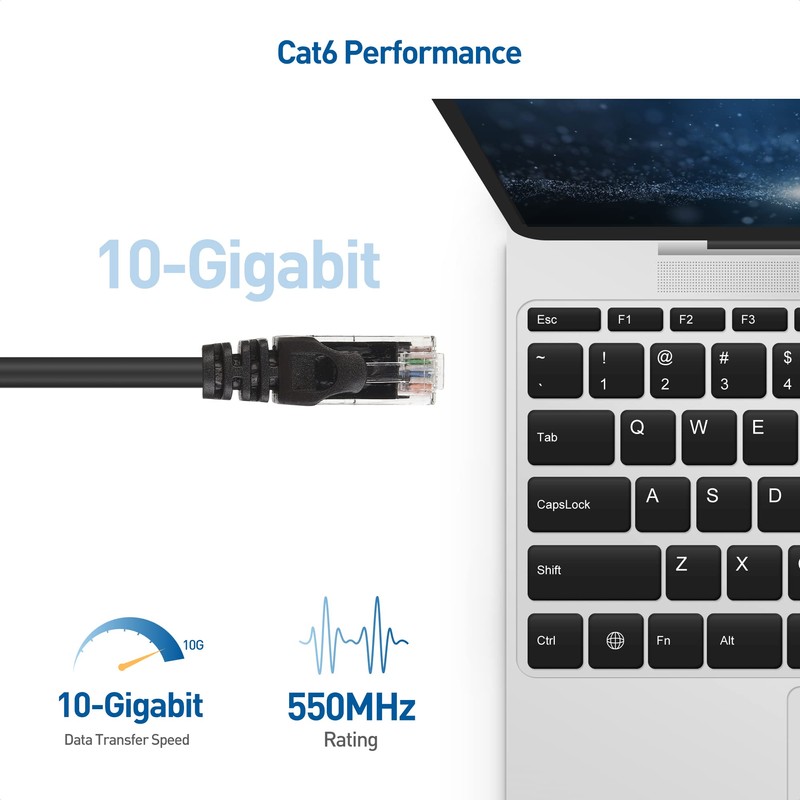 Cable Matters 10Gbps Cable Ethernet largo Cat 6 sin enganches,