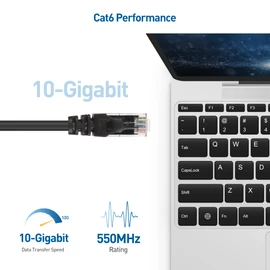 Cable Matters 10Gbps Cable Ethernet largo Cat 6 sin enganches, 13,7 m (cable Cat 6, cable Cat6, cable Internet, cable de red) en negro