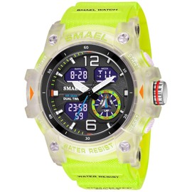 Gosasa - Reloj deportivo para hombre, de cara grande, resistente al agua, retroiluminación, alarma, cronómetro, reloj de pulsera resistente para entrenamiento, senderismo y aventura