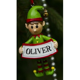 Boxer Gifts Oliver Elf Christmas Tree Decoration | Xmas Bauble Ornament Gift | One for The Whole Family, Ceramic, Multi-Colour, 8 x 4.5 x 2 cm