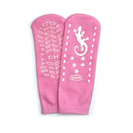 GBM Geckos - Double Tread Non-Slip Safety Socks 2-PACK (Pink, Large)