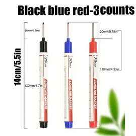 Long Nose Marker Pen, Waterproof Oil Proof Marker Pen, Special Purpose Marker Pen For Woodworking, Art Supplies:_Multicolor_Black blue red-3PC