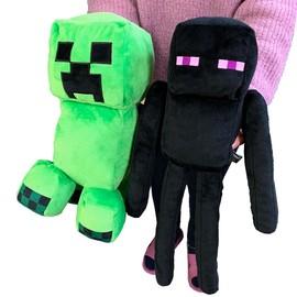Character Set of 2 Types, Big Plush Toy, Creeper Enderman, Approx. 13.8 inches (35 cm)