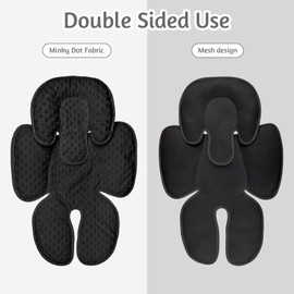 GFU Infant Car Seat Insert, Extra Soft Baby Carseat Head Support for Newborn Head & Body Support, Reversible 2-in-1 Baby Carseat Insert Cushion for Strollers, Bouncers(Black)
