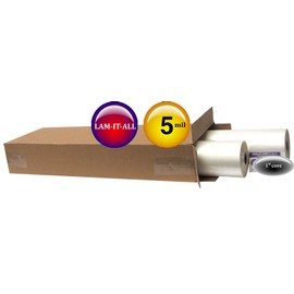 LAM-IT-ALL Standard Hot Roll Laminating Film 25-inch x 200-feet x 1-inch core (2 Rolls) 5.0 Mil Gloss Finish