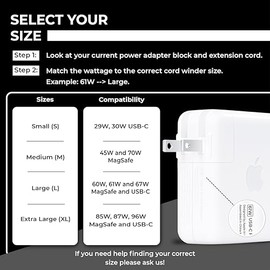 HumanCentric - Enrollador de cable para organizador de cargador MacBook, carrete de cable para cargadores MacBook, funda de carga para Mac de 45 W, 70 W, MagSafe, Apple MacBook Pro + protector de