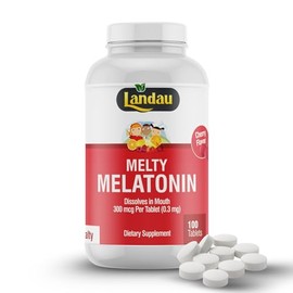 Landau Melatonina Melty de 0.3 mg-300 mcg para niños y adultos, fácil de tomar, de disolución rápida, te ayuda a conciliar el sueño más rápido - Koshe
