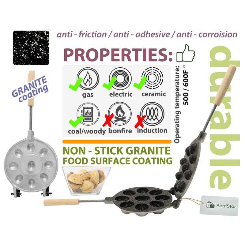 Walnut Cookie Mold Maker - Non-Stick Granite Oreshki Mold -