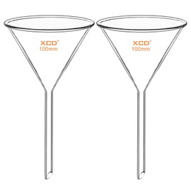 XCD Glass Filter Funnel, 2 Pack Heavy Wall Borosilicate Glass Funnel for Laboratory Accessories, Short Stem 100 mm Diameter, 100 mm Stem Length
