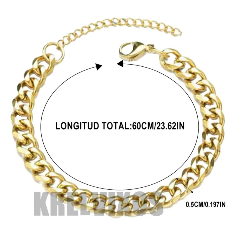 KRELVIXOS Collar Estilo Cadena Cubano Moda De Acero Inoxidable Oro