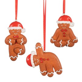 Sass & Belle Yoga Gingerbread Hanging Decorations - Set of 3