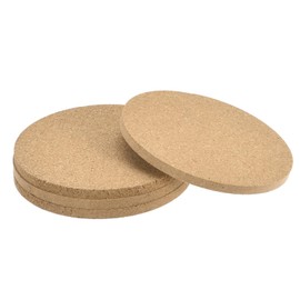 QUARKZMAN 90 mm (3.54 inches) round coasters, 5 mm thick, cork cup coasters for tableware, set of 4