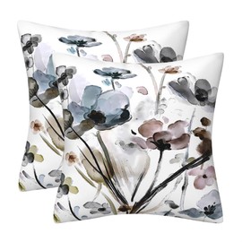 DILOXNSU Set of 2 Cushion Covers 50cm x 50cm Double-Sided Watercolour Flower Velvet Modern Decorative Square Pillow Cover for Sofa Livingroom Bedroom 20x20 Inches