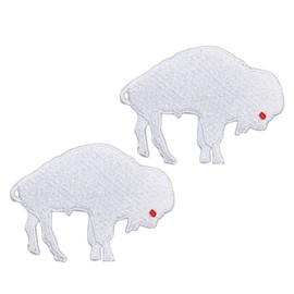 B-Sheep 2 PCS White Standing Buffalo Embroidered Iron On Patches for Decorate Craft Clothes
