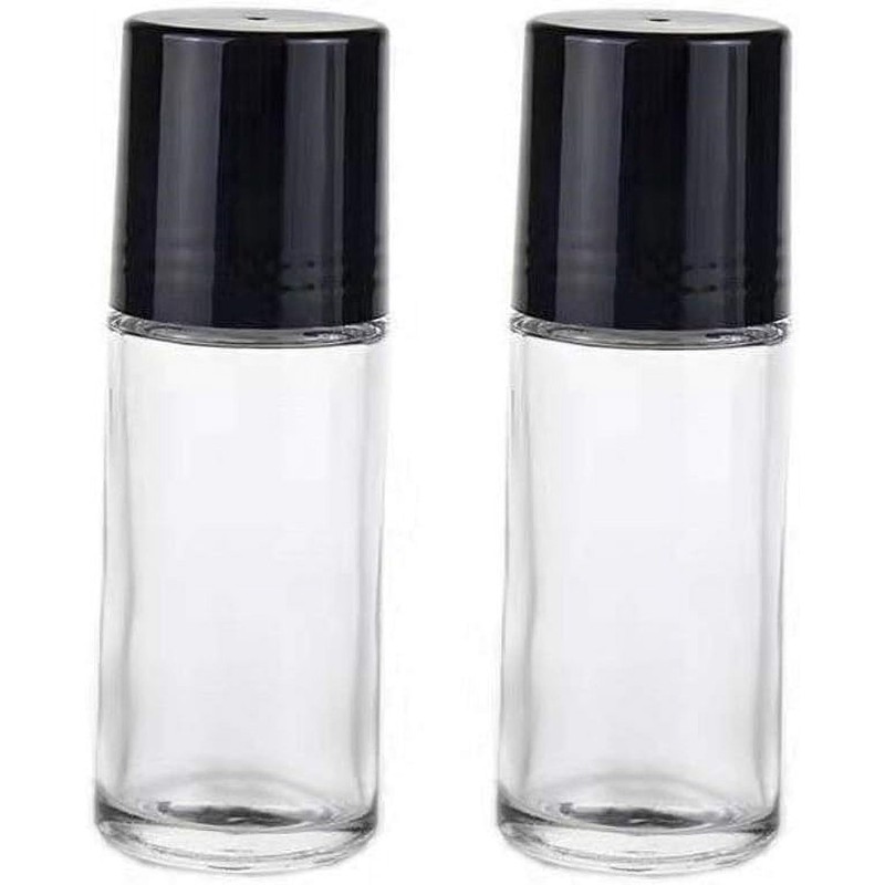 YuanHolumid 2Pcs Black 30ml Clear Empty Glass Essential Oil Roller