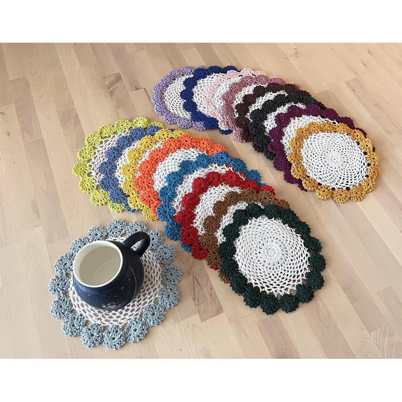 Fennco Styles Handmade Two Tone Floral Crochet Tray Cloth Doily,