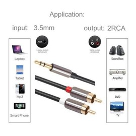 3.5mm to 2 AV Male to Male Aux Audio Cable Cord 3.5mm Stereo Jack to 2 AV Phono Plugs Connector for Speakers, mp3 Player, Smartphone, Tablet, Laptop and Other 3.5mm (3 Meter)
